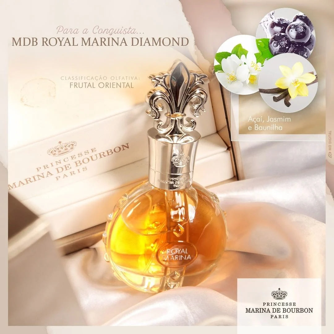 frasco Perfume Feminino Marina de Bourbon Royal Diamond Eau de Parfum embalagem caixa original