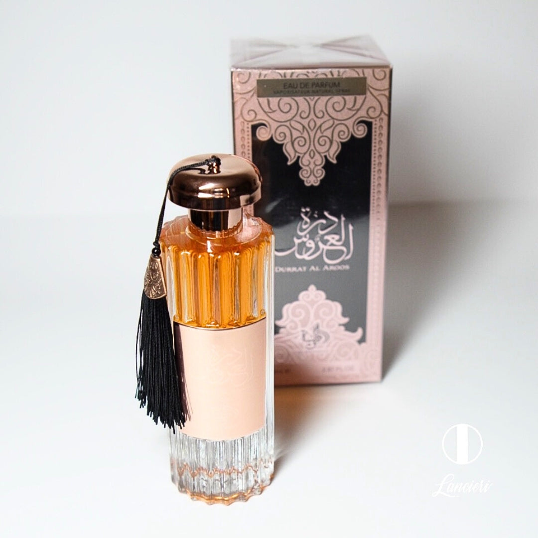 frasco Perfume Feminino Al Wataniah Durrat Al Arros Eau de Parfum detalhe lateral