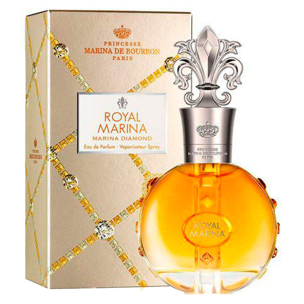 frasco Perfume Feminino Marina de Bourbon Royal Diamond Eau de Parfum detalhe lateral