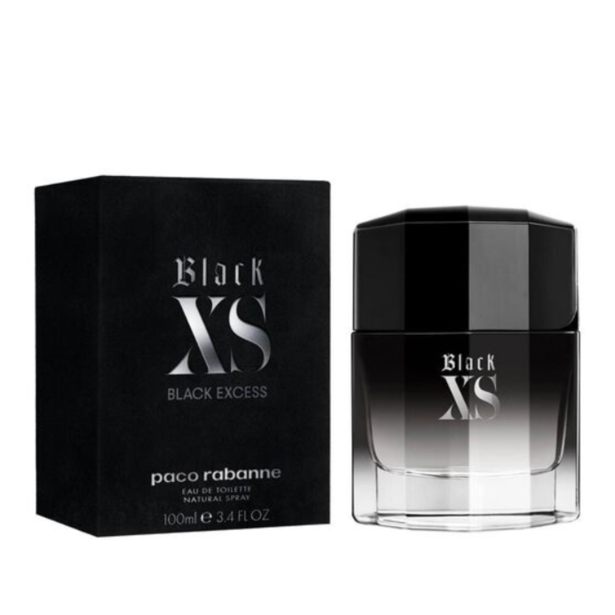 frasco Perfume Masculino Paco Rabanne Black Xs Eau de Toilette detalhe lateral