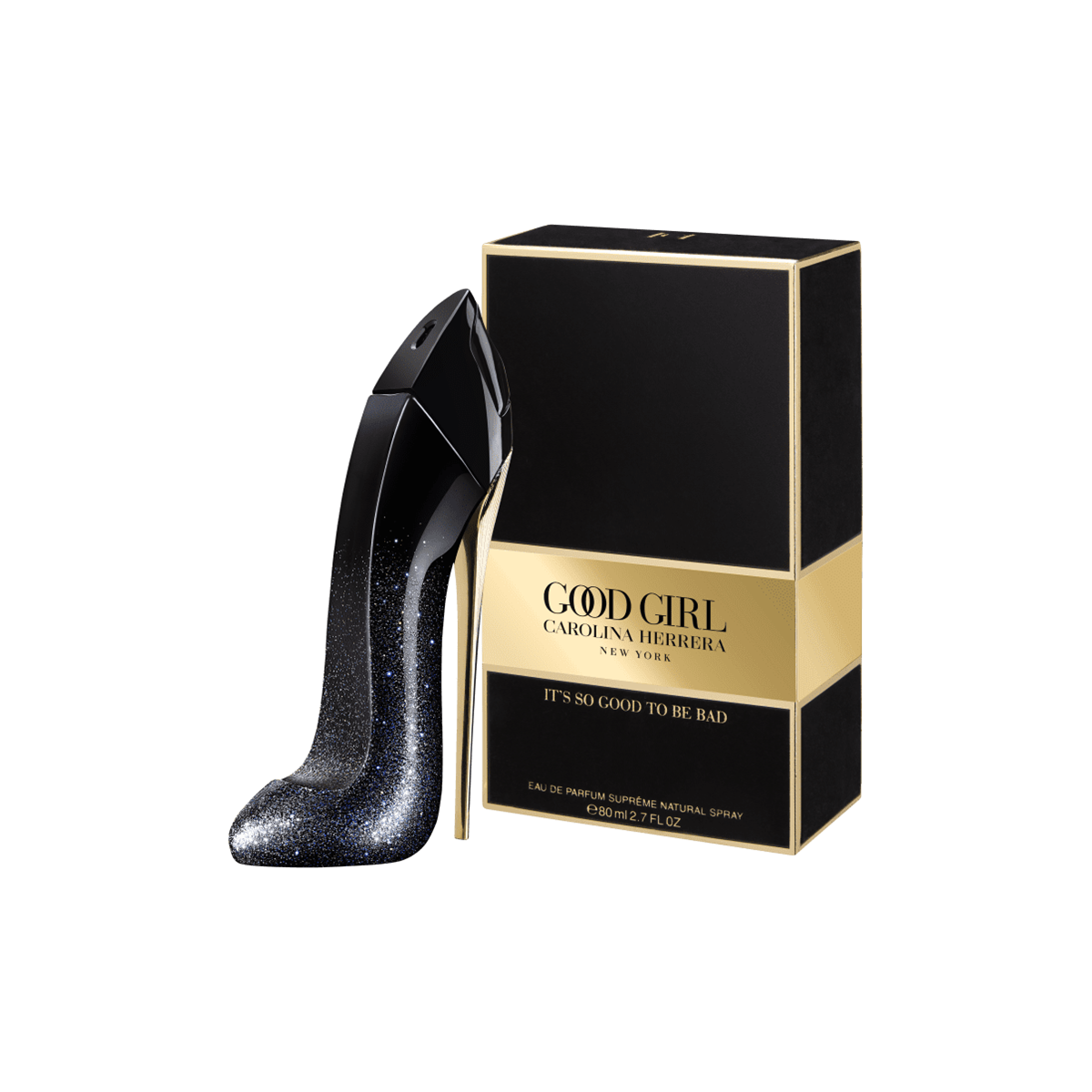 frasco Perfume Feminino Carolina Herrera Good Girl Suprême Eau de Parfum detalhe lateral
