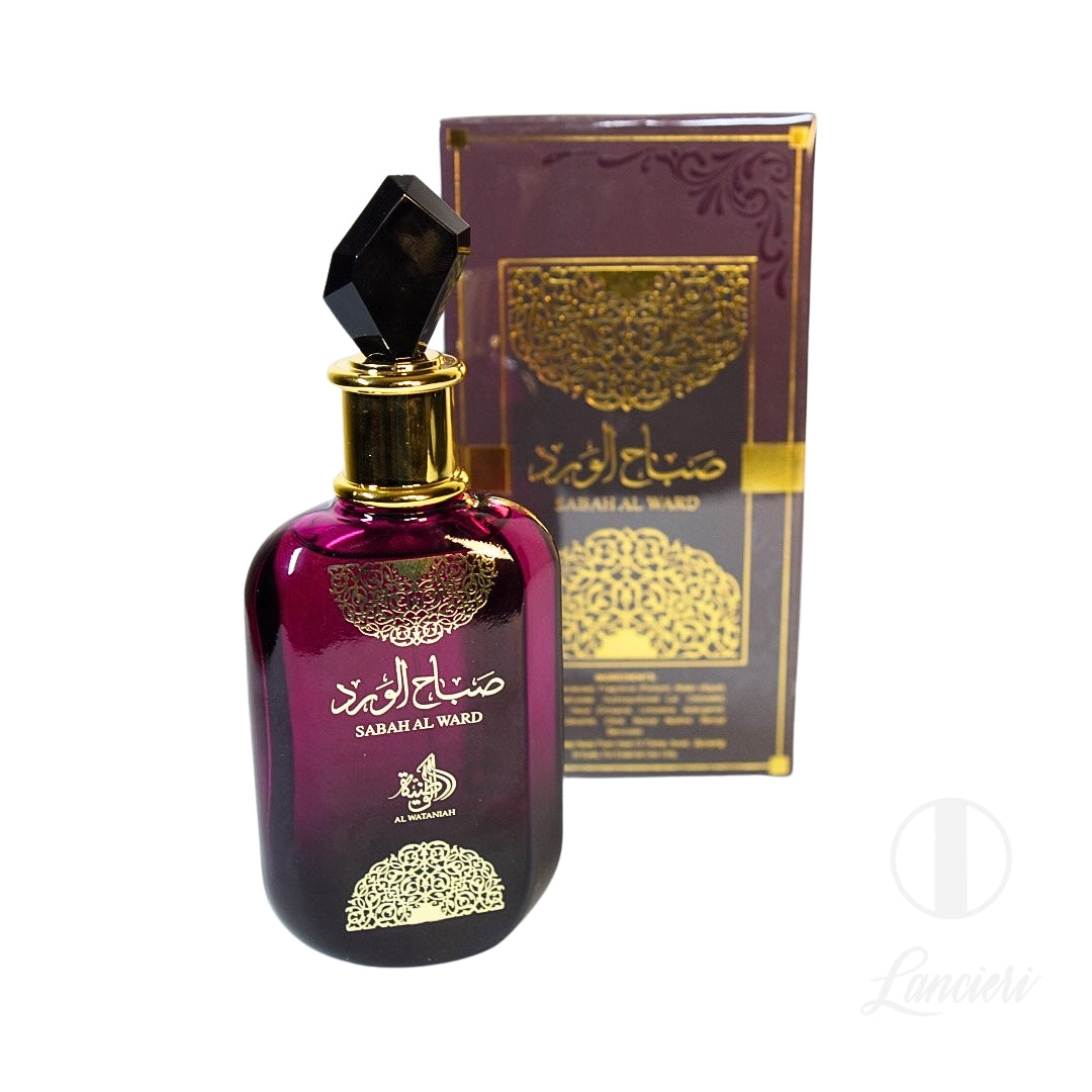 frasco Perfume Feminino Al Wataniah Sabah Al Ward Eau de Parfum detalhe lateral