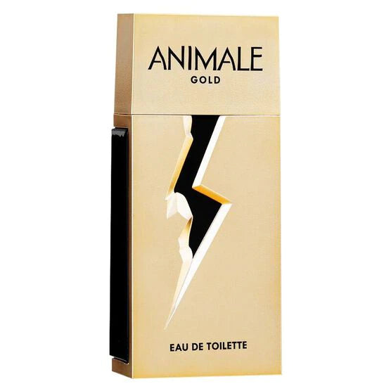 frasco Perfume Masculino Animale Gold Eau de Toilette frente fundo branco