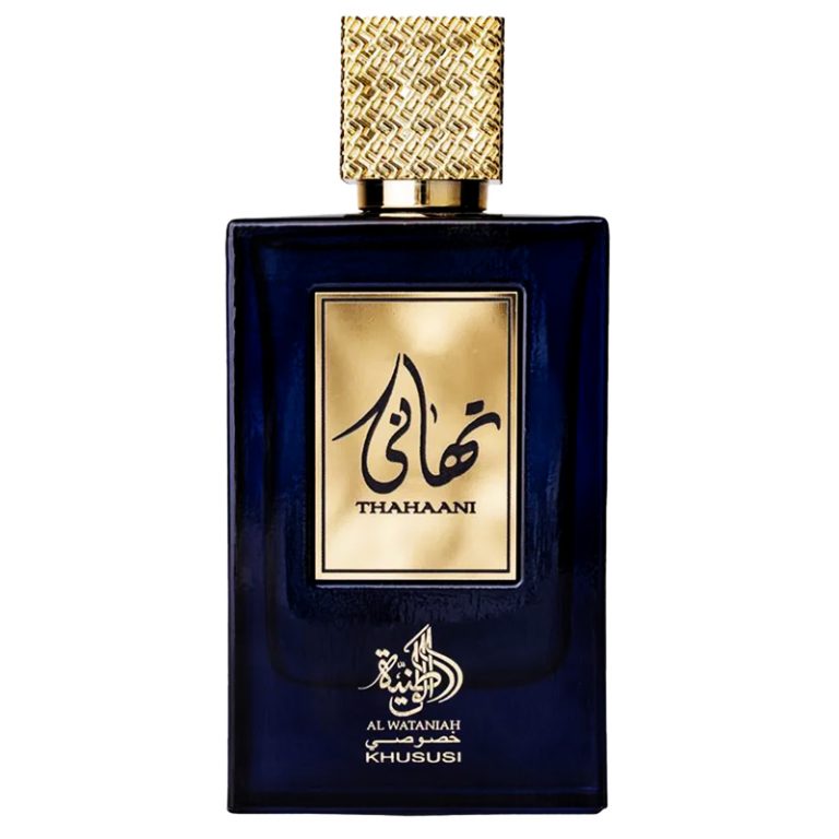 frasco Perfume Unissex Al Wataniah Thahaani Eau de Parfum frente fundo branco