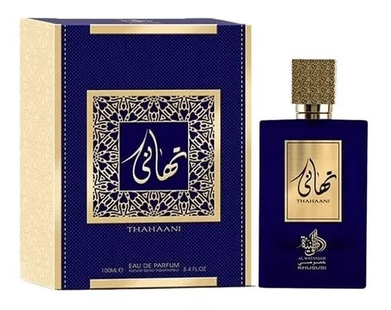frasco Perfume Unissex Al Wataniah Thahaani Eau de Parfum detalhe lateral