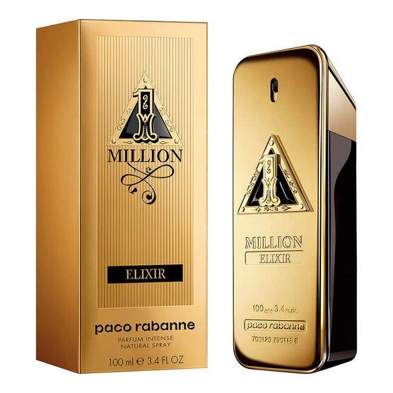 frasco Perfume Masculino Paco Rabanne One Million Elixir Intense Eau de Parfum detalhe lateral