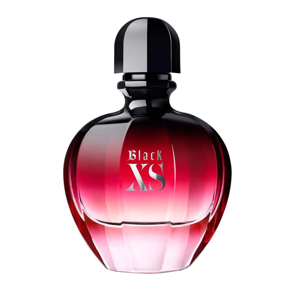 frasco Perfume Feminino Paco Rabanne Black Xs For Her Eau de Parfum frente fundo branco