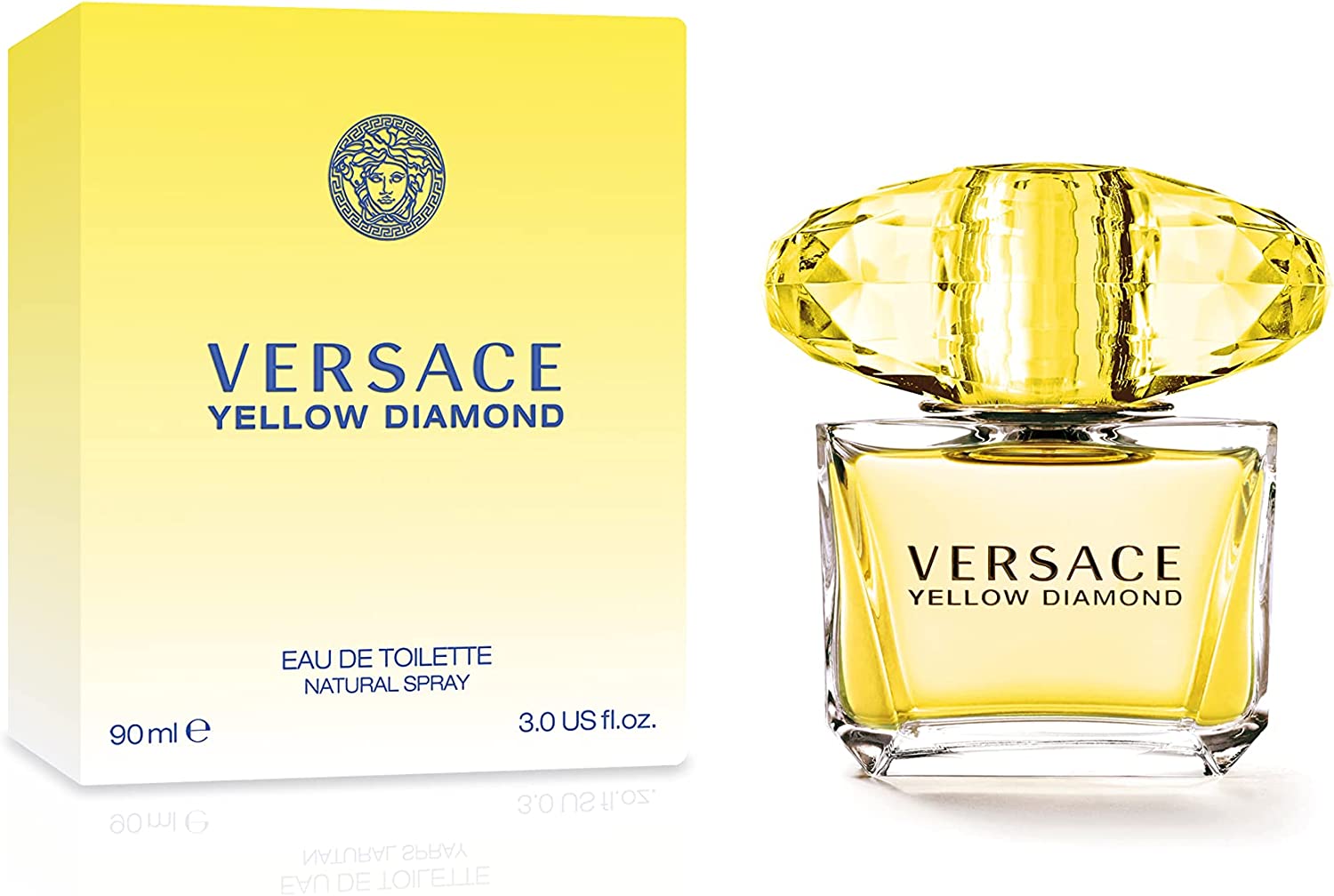 frasco Perfume Feminino Versace Yellow Diamond Intense Eau de Parfum detalhe lateral