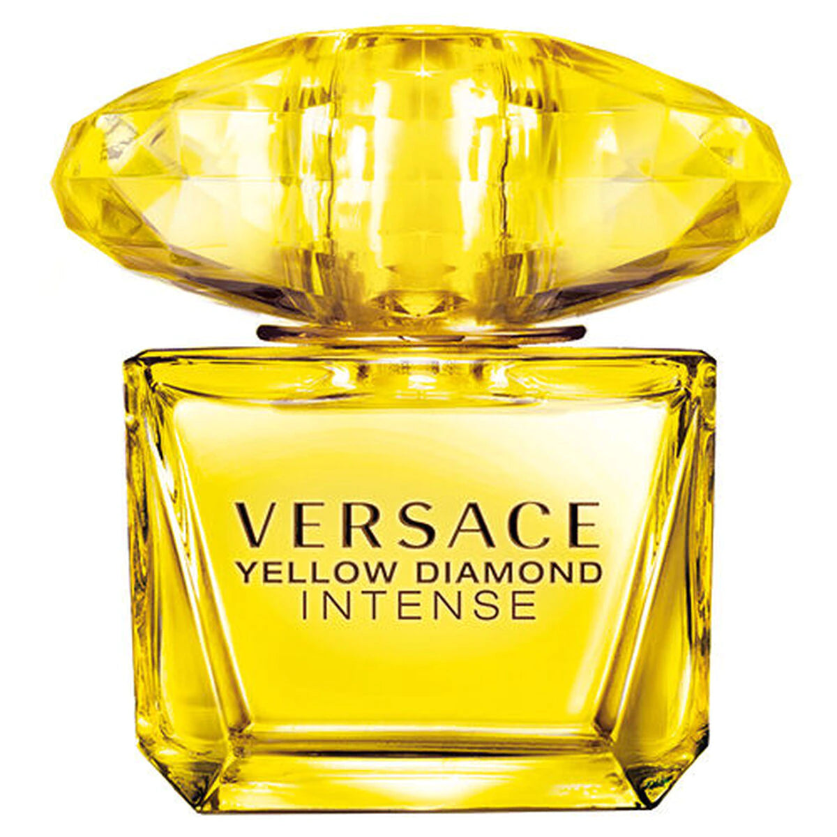 frasco Perfume Feminino Versace Yellow Diamond Intense Eau de Parfum frente fundo branco